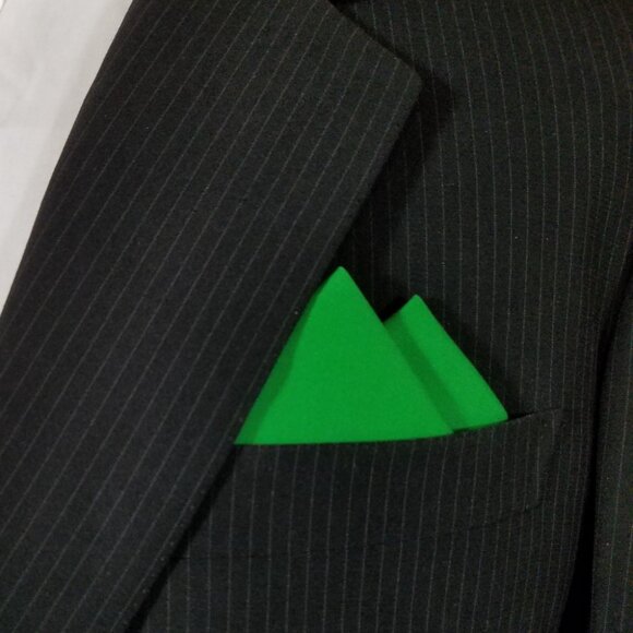 New - Grass Green Cotton Pre-Folded Pocket Square Handkerchief Insert - Picture 2 of 7